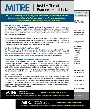 Two-pager - MITRE Insider Threat Framework Initiative